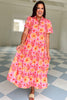  SSYS The Short Sleeve Emery Midi Dress In Pink Orange Daisy, ssys the label, ssys dress, floral dress, must have dress, must have style, weekend style, brunch style, spring fashion, elevated style, elevated style, mom style, shop style your senses by mallory fitzsimmons, ssys by mallory fitzsimmons