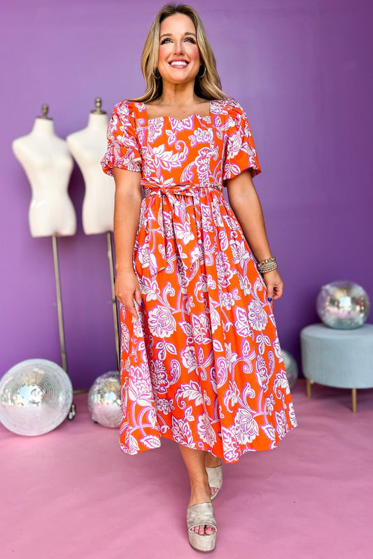  Orange Orchid Printed Poplin Short Sleeve Midi Dress, printed dress, paisley dress, must have dress, must have style, brunch style, spring fashion, elevated style, elevated dress, mom style, shop style your senses by mallory fitzsimmons, ssys by mallory fitzsimmons