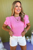 Pink Ruffle Shoulder Detail Short Sleeve Sweater, sweater top, pink top, must have top, must have style, office style, spring fashion, elevated style, elevated top, mom style, work top, shop style your senses by mallory fitzsimmons, ssys by mallory fitzsimmons