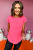 SSYS Neon Pink Honeycomb Short Sleeve Active Top, ssys the label, athleisure, elevated athleisure, must have top, athletic top, bright top, athletic style, mom style, shop style your senses by mallory fitzsimmons, ssys by mallory fitzsimmons