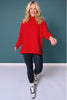 *PRE-ORDER ETA NOV* SSYS Foster Mock Neck Solid Sweatshirt In Red *FINAL SALE*