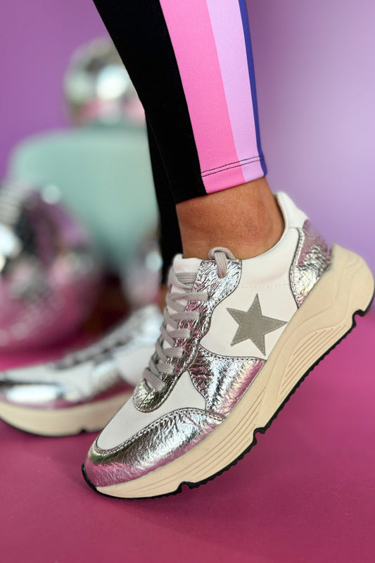  Silver Metallic Star Platform Sneakers, shoes, sneakers, must have sneakers, elevated sneakers, shop style your senses by mallory fitzsimmons