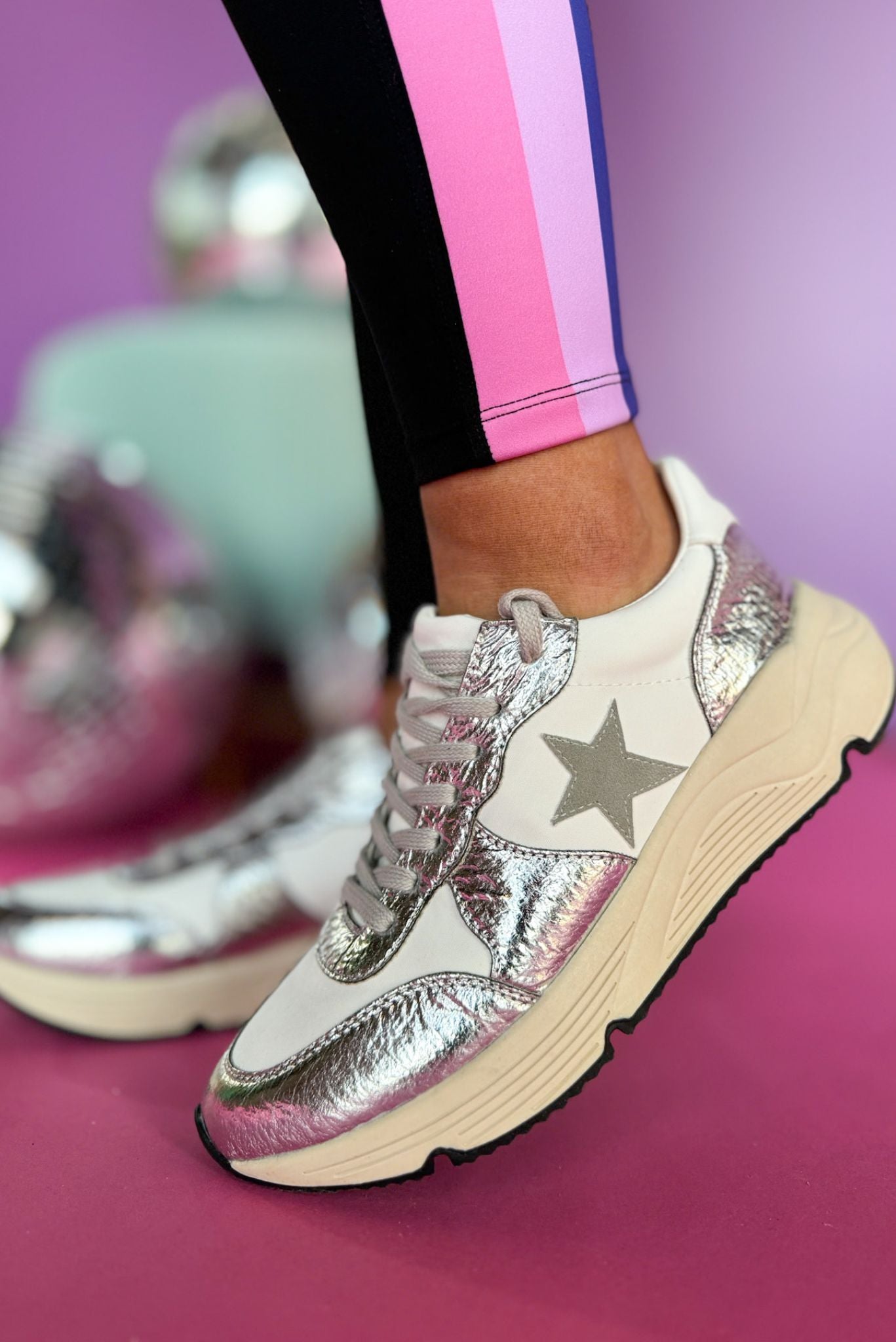  Silver Metallic Star Platform Sneakers, shoes, sneakers, must have sneakers, elevated sneakers, shop style your senses by mallory fitzsimmons