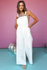 White Woven Center Pocket Front Pleats Wide Leg Overalls, overalls, must have overalls, elevated overalls, spring style, spring fashion, mom style, shop style yoour senses by mallory fitzsimmons, ssys by mallory fitzsimmons