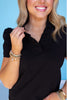 SSYS Violet Ruffle Collar Top In Black