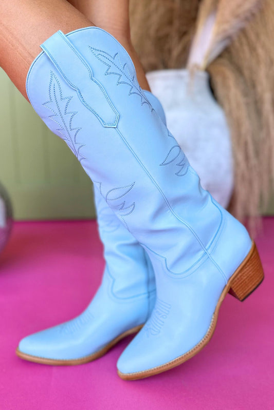  Blue Tall Western Boots, shoes, boots, must have boots, elevated boots, blue boots, shop style your senses by mallory fitzsimmons