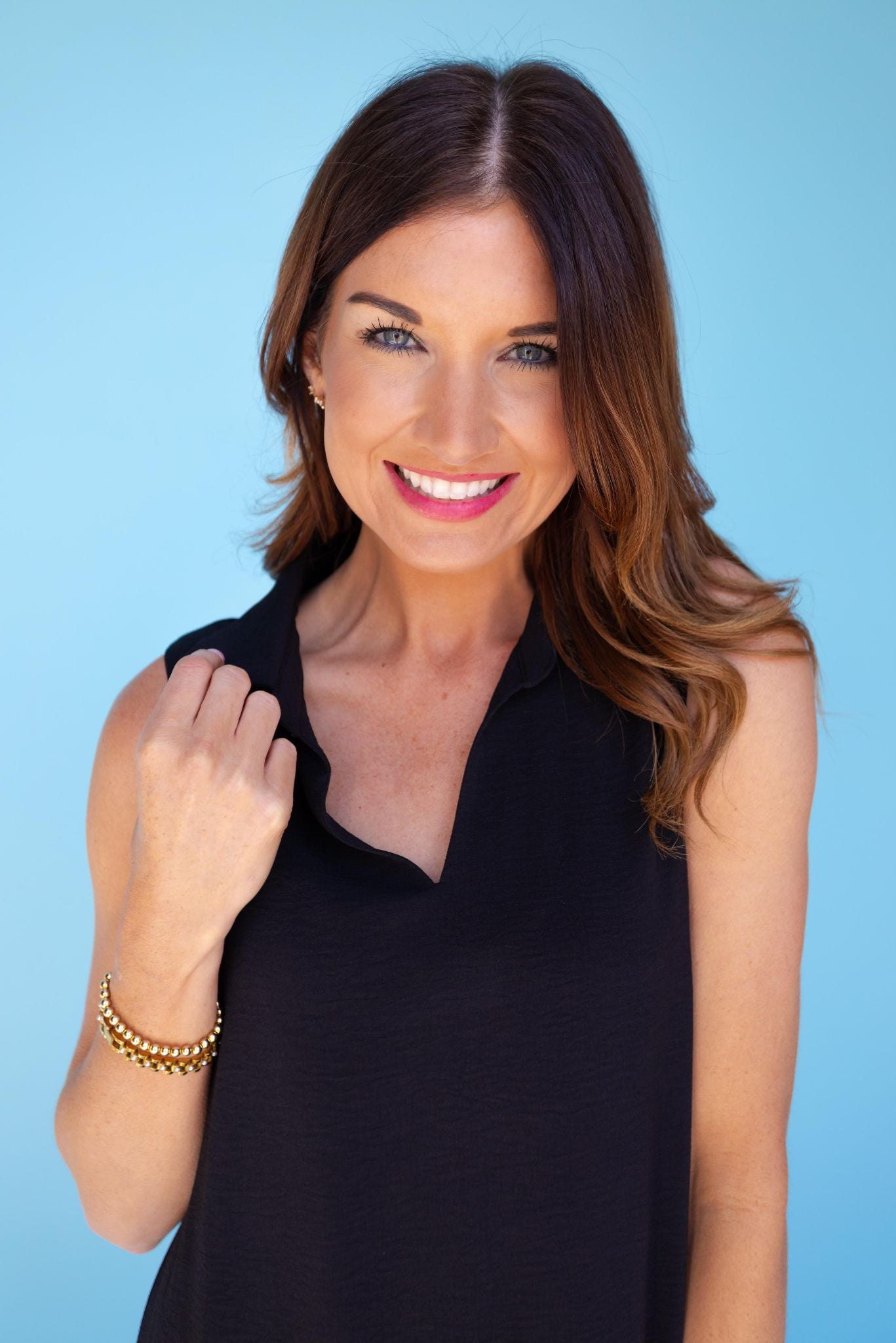 SSYS Brynlee Crepe Collared Sleeveless Dress In Black