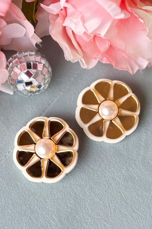Cream Acrylic Flower Stud Earrings, accessory, earrings, gold earrings, must have earrings, shop style your senses by mallory fitzsimmons, ssys by mallory fitzsimmons