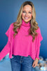  Hot Pink Turtleneck Poncho Style Brushed Knit Long Sleeve Top, must have top, must have cozy top, must have style, elevated top, elevated cozy, winter style, cold style, mom style, shop style your senses by mallory fitzsimmons