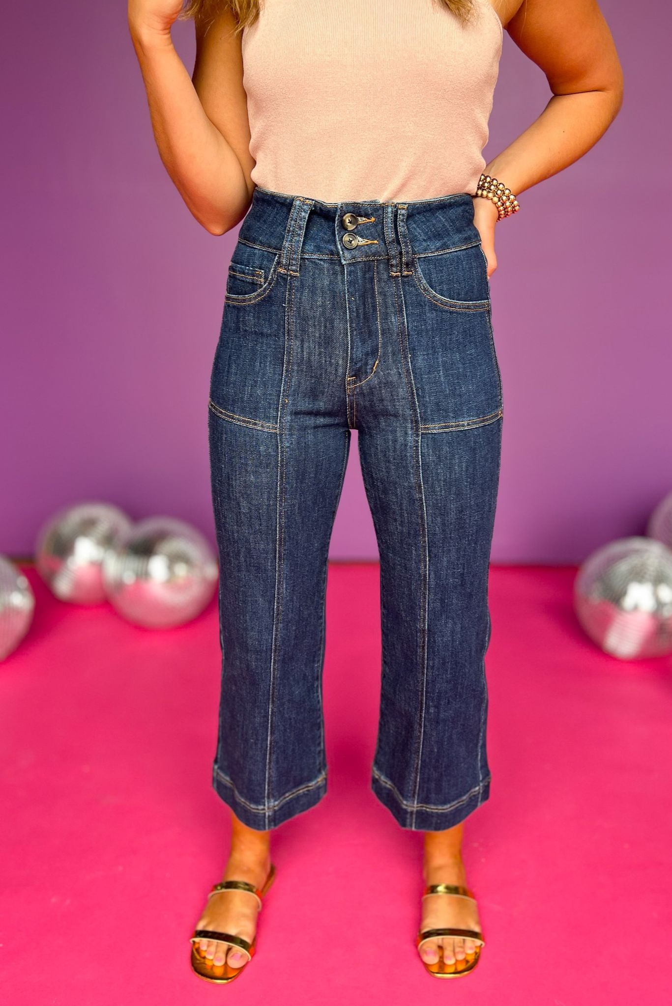 Mica Super High Rise Front Pocket Wide Crop Jeans, jeans, super high rise jeans, front pocket jeans, wide jeans, cropped jeans, wide crop jeans, dark wash jeans, must have jeans, elevated jeans, elevated style, summer jeans, summer style, Shop Style Your Senses by Mallory Fitzsimmons, SSYS by Mallory Fitzsimmons