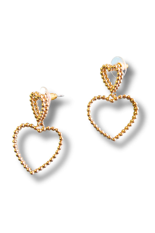 Gold Double Heart Earrings