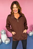 SSYS The Ainsley Pullover In Chocolate, must have pullover, must have athleisure, elevated style, elevated athleisure, mom style, active style, active wear, fall athleisure, fall style, comfortable style, elevated comfort, shop style your senses by mallory fitzsimmons