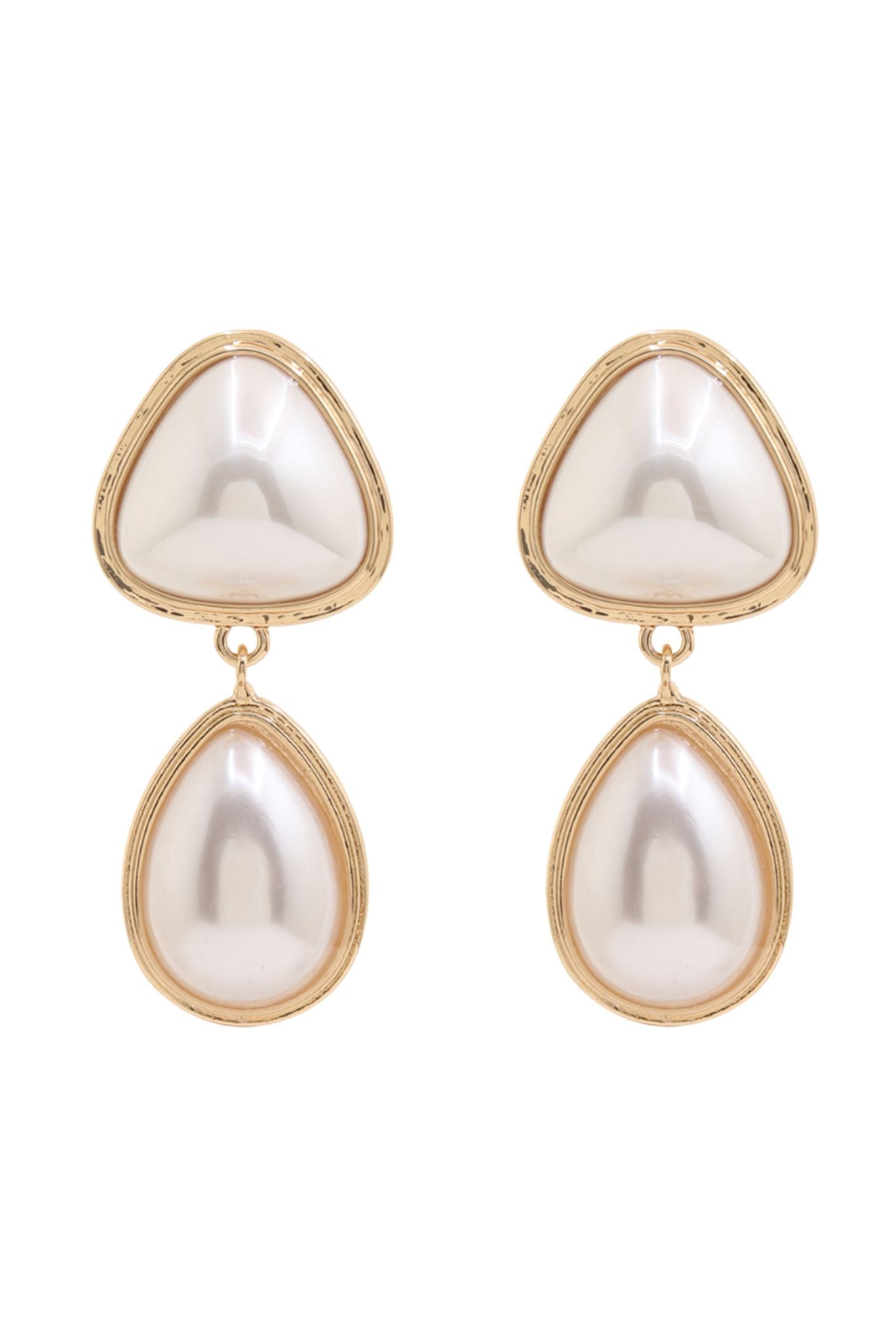 Gold Lined Double Pearl Drop Earrings