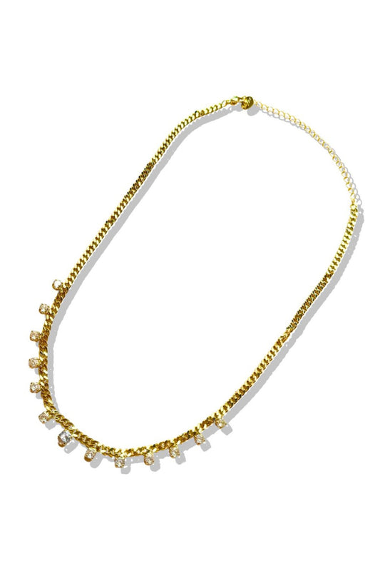 Gold Diamond Embellished Chain Necklace *FINAL SALE*
