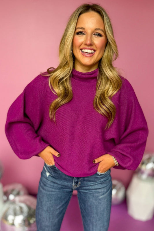 Purple Ribbed Slouchy Neck Long Dolman Sleeve Top, must have top, must have style, fall style, fall fashion, elevated style, elevated top, mom style, fall collection, fall top, shop style your senses by mallory fitzsimmons