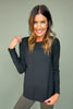 *ETA 8 WEEKS* SSYS Ribbed Long Sleeve Active Top In Black