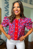  SSYS The Everly Scallop Trim Puff Sleeve Top In Red Floral, ssys top, ssys the label, elevated top, must have top, Fourth of July collection, must have style, mom style, summer style, shop style your senses by MALLORY FITZSIMMONS, ssys by MALLORY FITZSIMMONS