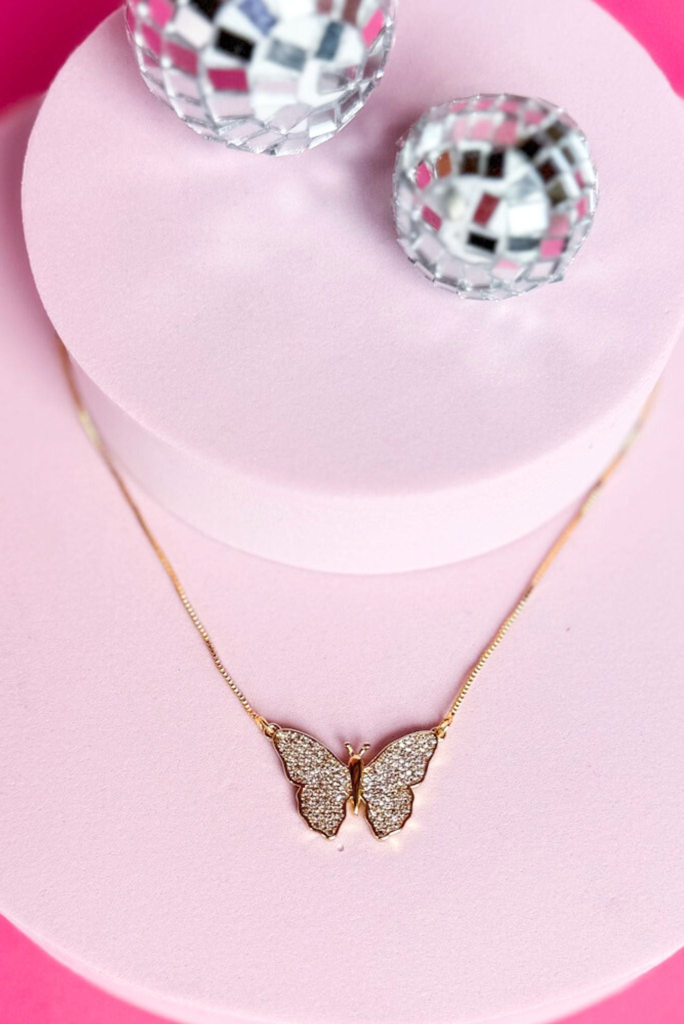 Gold Diamond Detailed Butterfly Necklace, accessory, necklace, dainty accessory, dainty necklace, gold, accessory, gold necklace, diamond butterfly charm, diamond butterfly necklace, gold butterfly charm, gold butterfly necklace, must have accessory, must have necklace, elevated accessory, elevated necklace, elevated style, elevated styling, Shop Style Your Senses by Mallory Fitzsimmons, SSYS by Mallory Fitzsimmons