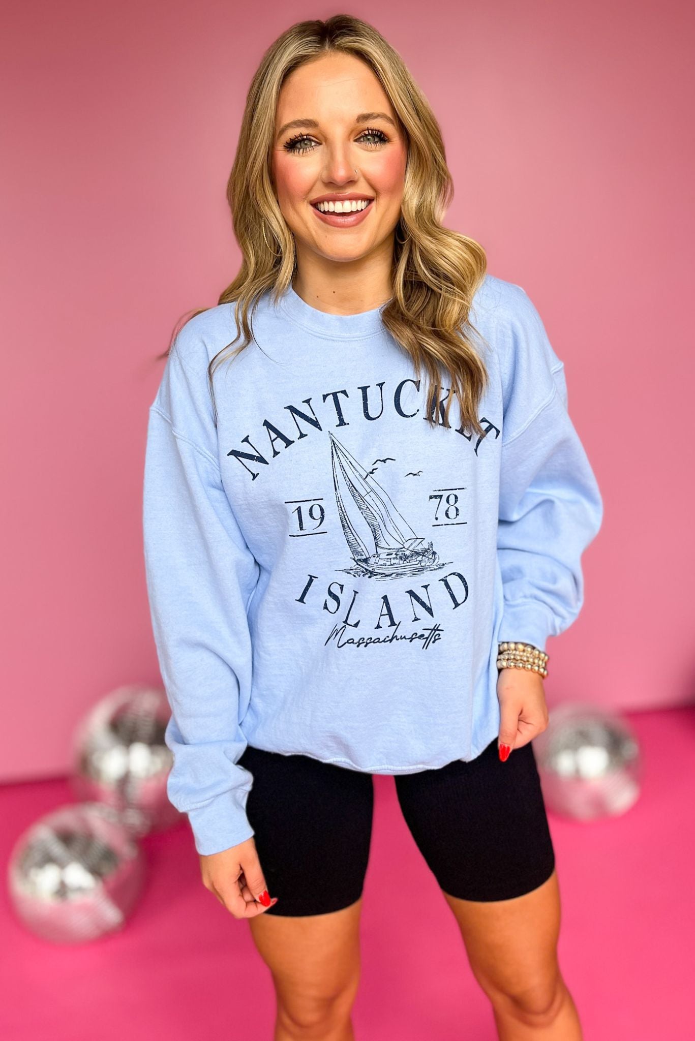 Light Blue Nantucket Graphic Sweatshirt, sweatshirt, must have, elevated sweatshirt, graphic sweatshirt, mom style, graphic style, elevated style, ssys by MALLORY FITZSIMMONS