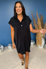 Black Collared Front Button Detail Short Sleeve Dress, dress, midi dress, collared dress, button down dress, black midi dress, black collared dress, must have dress, elevated dress, elevated style, summer dress, summer style, Shop Style Your Senses by Mallory Fitzsimmons, SSYS by Mallory Fitzsimmons