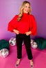 Red 3/4 Dolman Sleeve Turtleneck Pullover Top, must have top, must have style, winter style, winter fashion, elevated style, elevated top, mom style, winter top, shop style your senses by mallory fitzsimmons