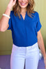 Classic Blue Bubble Airflow Split Neck Top *FINAL SALE* *Final Sale*, saturday steal, must have top, must have basic, basic top, elevated basic, closet staple, spring fashion, spring top, shop style your senses by mallory fitzsimmons, ssys by mallory fitzsimmons