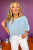 Blue Striped Draped Sleeve Asymmetric Hem Top, top, draped sleeve top, asymmetric hem top, blue striped top, blue and white striped top, must have top, elevated top, elevated style, summer top, summer style, Shop Style Your Senses by Mallory Fitzsimmons, SSYS by Mallory Fitzsimmons