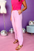 Pink Pleated Elastic Waist Mid Rise Wide Leg Pants, must have pants, must have style, elevated pants, elevated pants, comfortable style, mom style, casual style, shop style your senses by Mallory Fitzsimmons, says by Mallory Fitzsimmons  Edit alt text