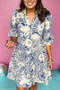 Blue Paisley Printed Two Tone Split Neck Collared Three Quarter Sleeve Dress, paisley dress, spring dress, must have dress, must have style, weekend style, brunch style, spring fashion, elevated style, elevated style, mom style, shop style your senses by mallory fitzsimmons, ssys by mallory fitzsimmons  Edit alt text