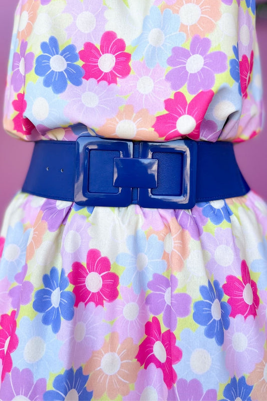  Royal Blue Clasp Buckle Elastic Belt, accessory, belt, must have belt, spring accessory, summer accessory, shop style your senses by mallory fitzsimmons, ssys by mallory fitzsimmons