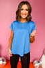 SSYS Bright Blue Honeycomb Short Sleeve Active Top,  ssys the label, athleisure, elevated athleisure, must have top, athletic top, bright top, athletic style, mom style, shop style your senses by mallory fitzsimmons, ssys by mallory fitzsimmons