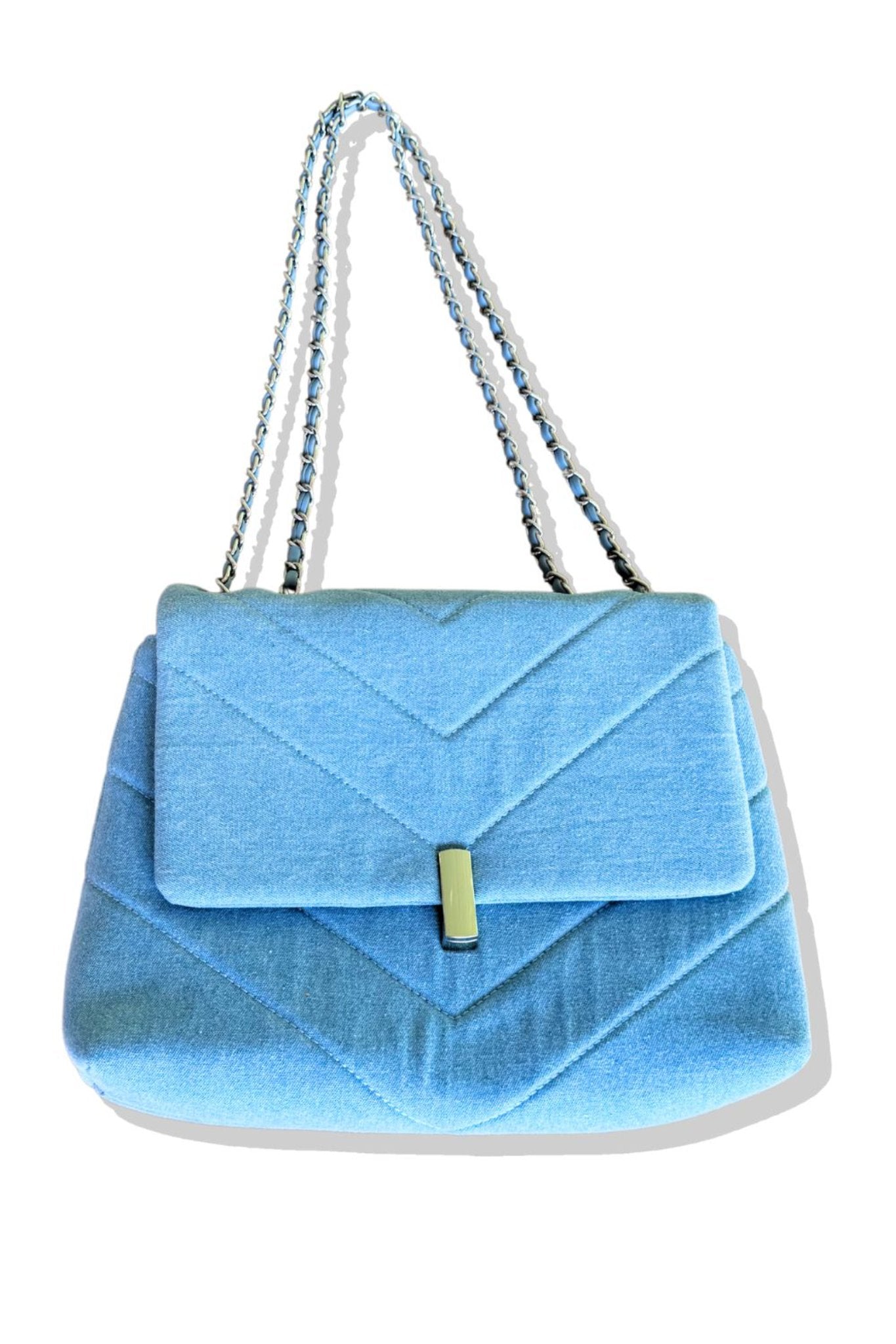 Blue Denim Chain Crossbody Purse