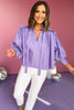 Karlie Purple Poplin Tie Neck Ruffle Sleeve Top, poplin top, karlie top, must have top, must have style, office style, spring fashion, elevated style, elevated top, mom style, work top, shop style your senses by mallory fitzsimmons, ssys by mallory fitzsimmons