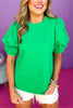 Green Layered Bubble Short Sleeve Top, office top, office wear, must have top, must have style, summer style, spring fashion, elevated style, elevated top, mom style, shop style your senses by mallory fitzsimmons, ssys by mallory fitzsimmons  Edit alt text