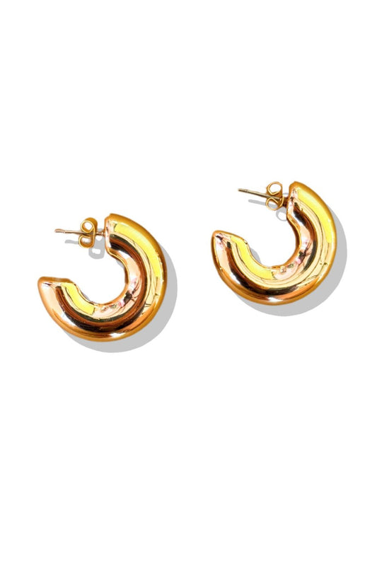 Gold Crescent Hoop Earrings