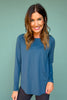 SSYS Long Sleeve Mesh Back Active Top In Dusty Teal