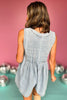 Denim V Neckline Pleated Front Sleeveless Romper, romper, denim romper, sleeveless romper, v neck romper, v neck denim romper, pleated detail, denim pleated detail, denim pleated detail romper, must have romper, elevated romper, elevated style, summer romper, summer style, Shop Style Your Senses by Mallory Fitzsimmons, SSYS by Mallory Fitzsimmons