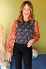 Camel Floral Printed Faux Leather Long Sleeve Top, must have top, must have style, must have fall, fall collection, fall fashion, elevated style, elevated top, mom style, fall style, shop style your senses by mallory fitzsimmons