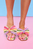 Multi Color Raffia Bow Slides