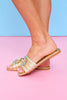 Gold Metallic Buckle Slide Sandals