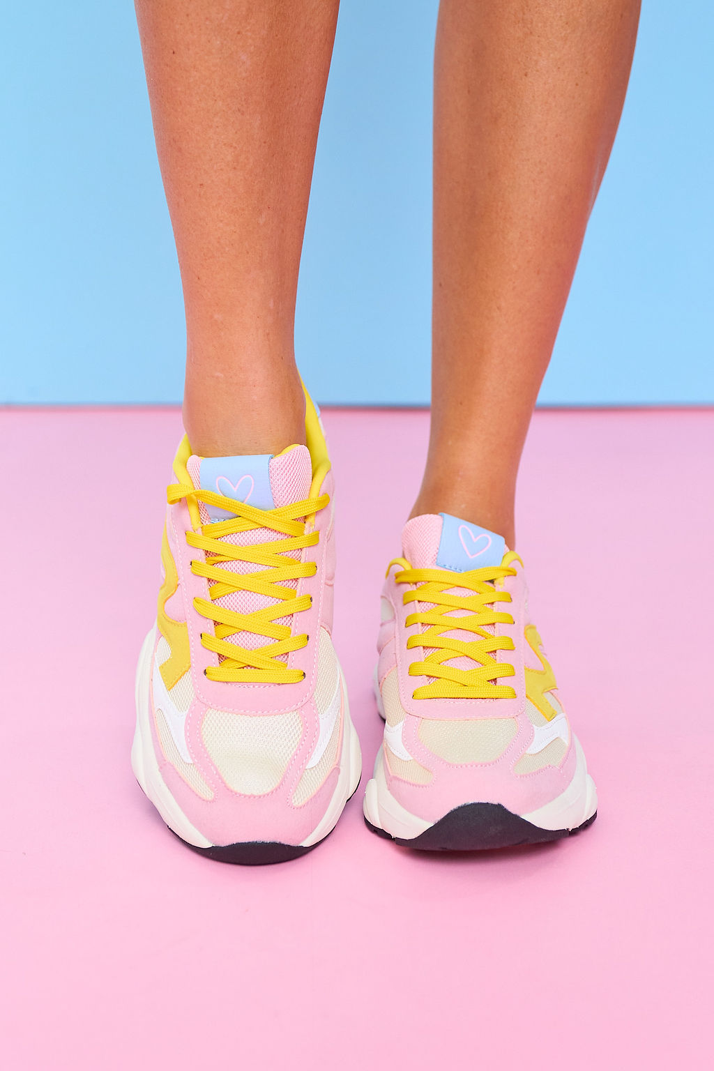 Multi Color Contrast Platform Sneakers