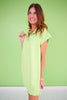 SSYS Pleated Hem Taylor Air 3/4 Zip Dress In Lime