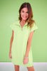 SSYS Pleated Hem Taylor Air 3/4 Zip Dress In Lime