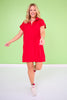 SSYS Pleated Hem Taylor Air 3/4 Zip Dress In Red