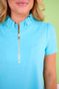 SSYS Zoey Short Sleeve Ruffle Collar Zip Air Dress In Bright Blue