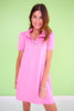 SSYS Zoey Short Sleeve Ruffle Collar Zip Air Dress In Pink