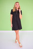 SSYS Zoey Short Sleeve Ruffle Collar Zip Air Dress In Black