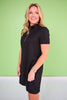 SSYS Zoey Short Sleeve Ruffle Collar Zip Air Dress In Black