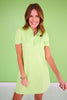 SSYS Zoey Short Sleeve Ruffle Collar Zip Air Dress In Lime