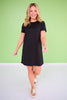 SSYS Black Crew Neck Short Sleeve Air Dress